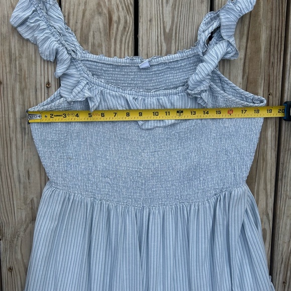 Old Navy Midi Dress Tiered Ruffled Sz XL Cottage Core Blue White Striped‎ - Picture 4 of 9